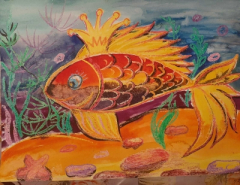 Мастер-класс «Золотая рыбка в смешанной технике»